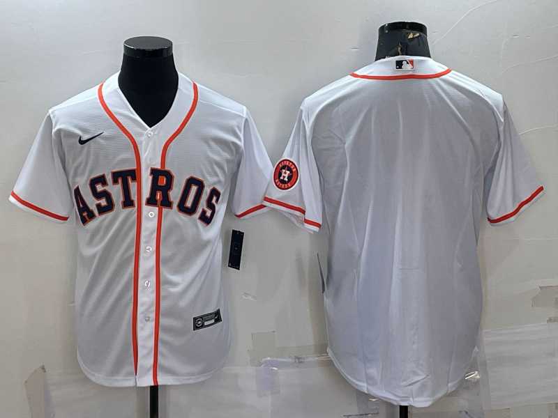 Mens Houston Astros Blank White With Patch Stitched MLB Cool Base Nike Jersey->houston astros->MLB Jersey